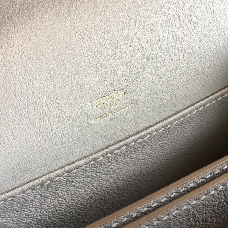 Hermes Mini Evercolor Sac Roulis 19 White Gold Hardware /