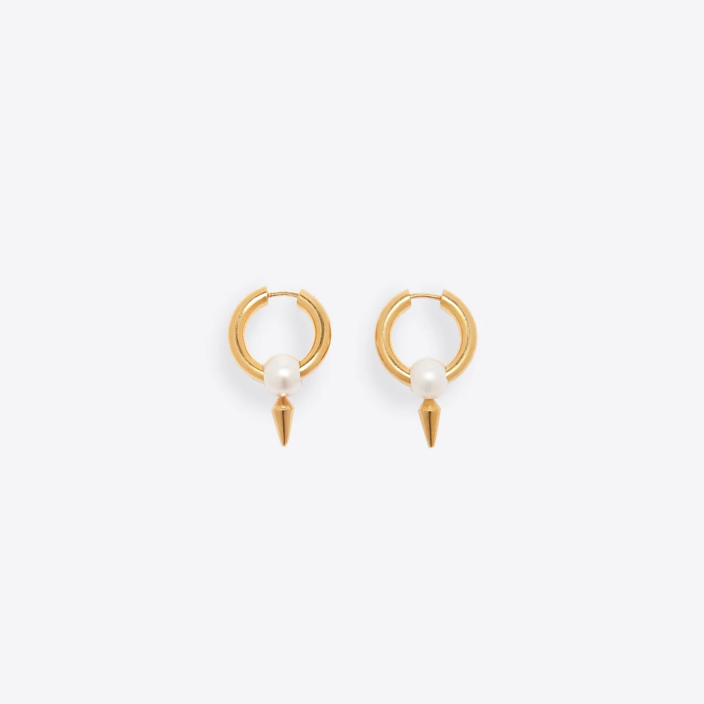 Balenciaga Force Spike Earrings in Gold-toned Sterling Silver and White Acrylic for Women