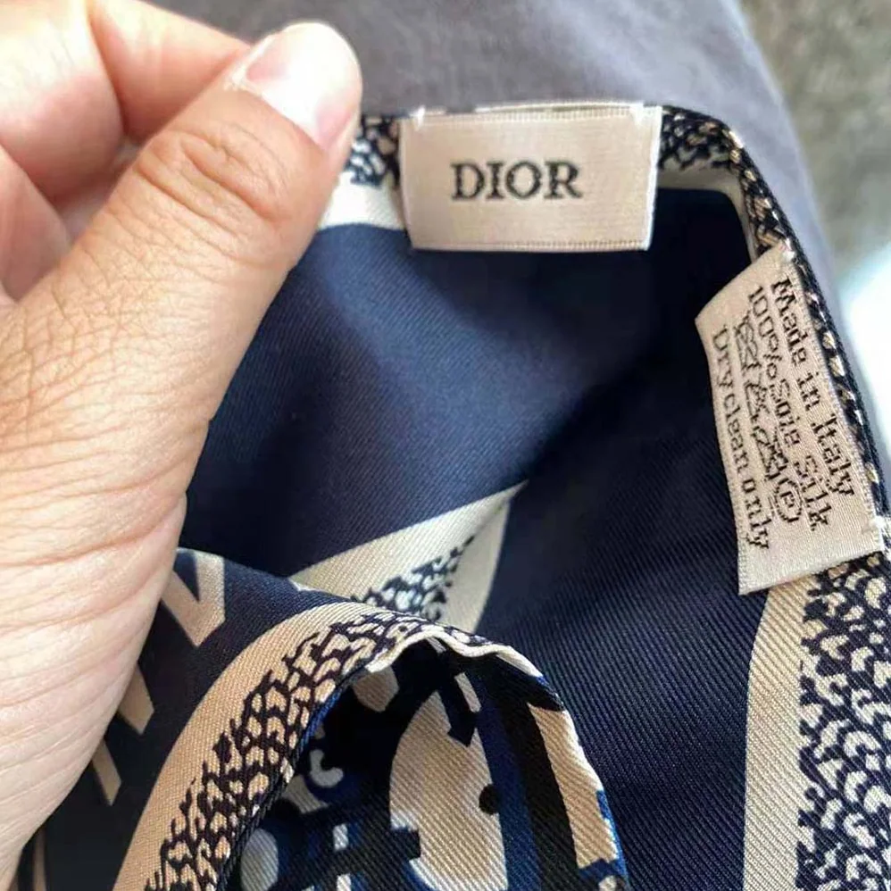 Dior Oblique Mitzah Scarf Navy Blue Silk Twill for Women