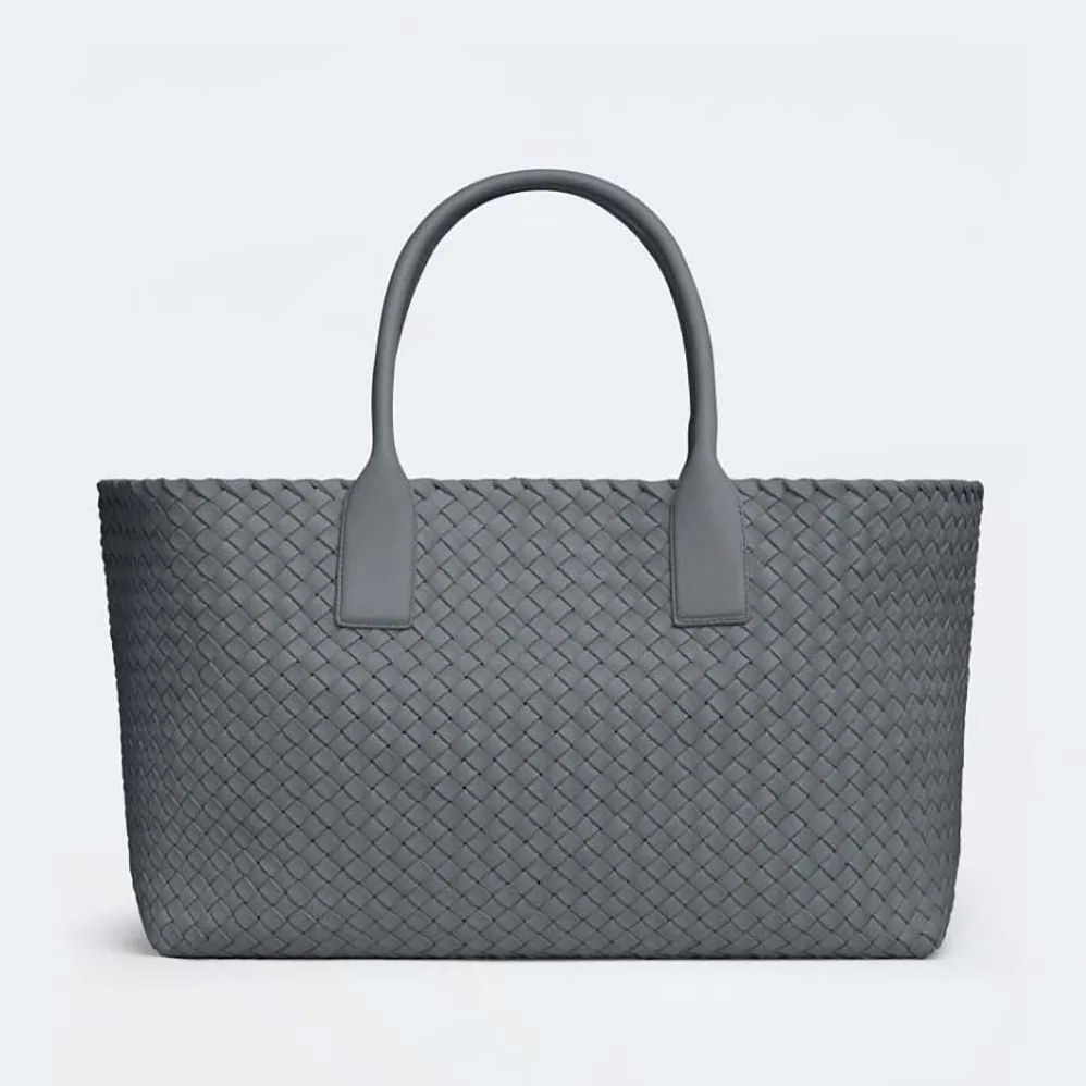 Bottega Veneta Medium Cabat Leather Tote Bag with Detachable Strap for Women in Gray