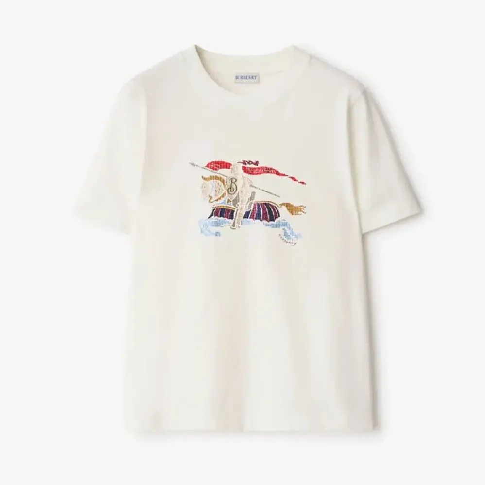 Burberry Crystal EKD Cotton T-shirt for Women in White Burberry Crystal EKD Cotton T-shirt for Women in White