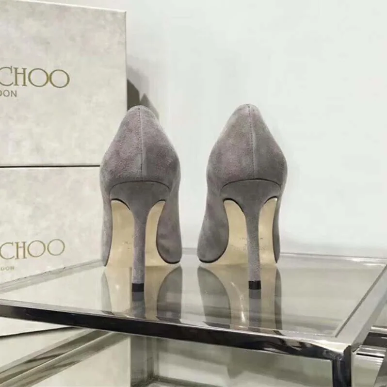 Jimmy Choo Shoes Romy 85 Opal Suede Pointy Toe Pumps for Women in Silver Jimmy Choo Shoes Romy 85 Opal Suede Pointy Toe Pumps for Women in Silver