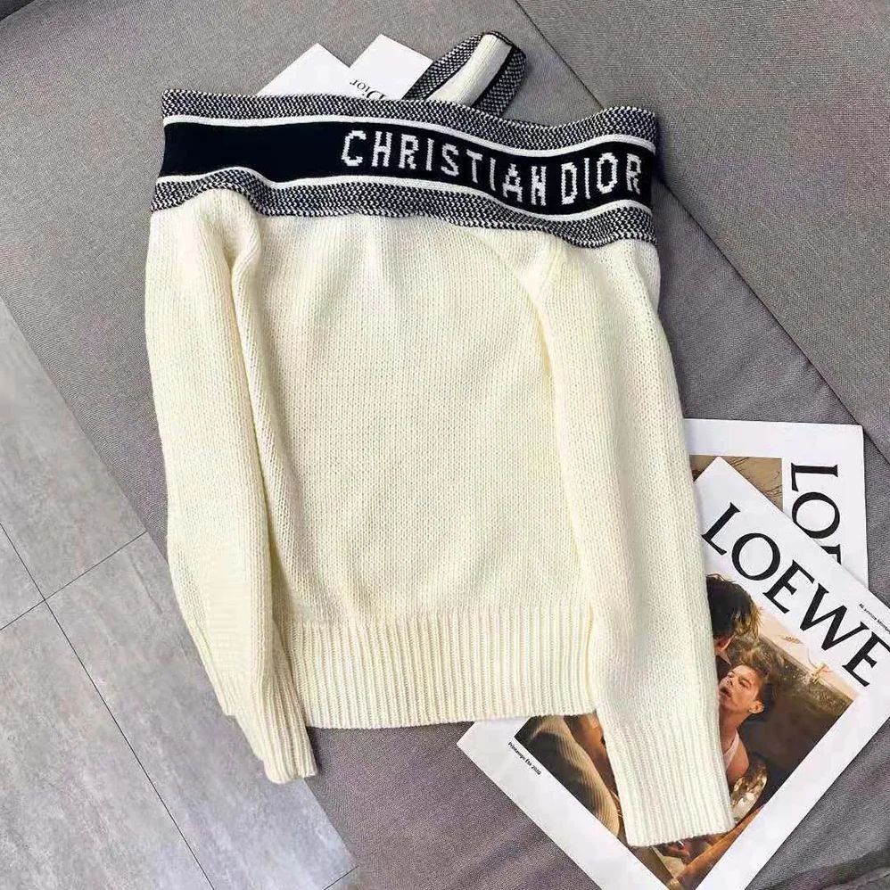 Dior Sailor Collar Tied Sweater Ecru Cashmere and Wool Knit for Women Dior Sailor Collar Tied Sweater Ecru Cashmere and Wool Knit for Women