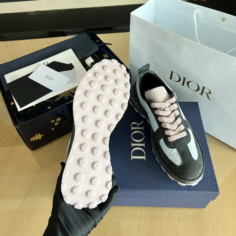 Dior Squash Sneaker Gray and Pink Suede Calfskin with Light Blue Technical Fabric for Unisex Dior Squash Sneaker Gray and Pink Suede Calfskin with Light Blue Technical Fabric for Unisex