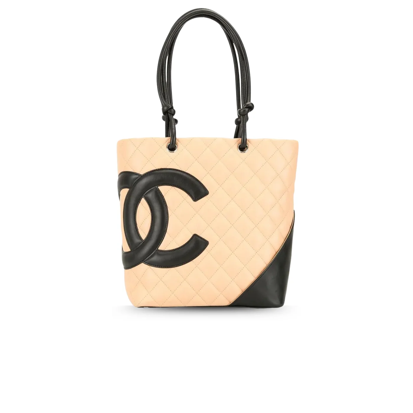 Chanel Cambon Ligne Medium Tote Bag in Beige/ Black Silver Hardware