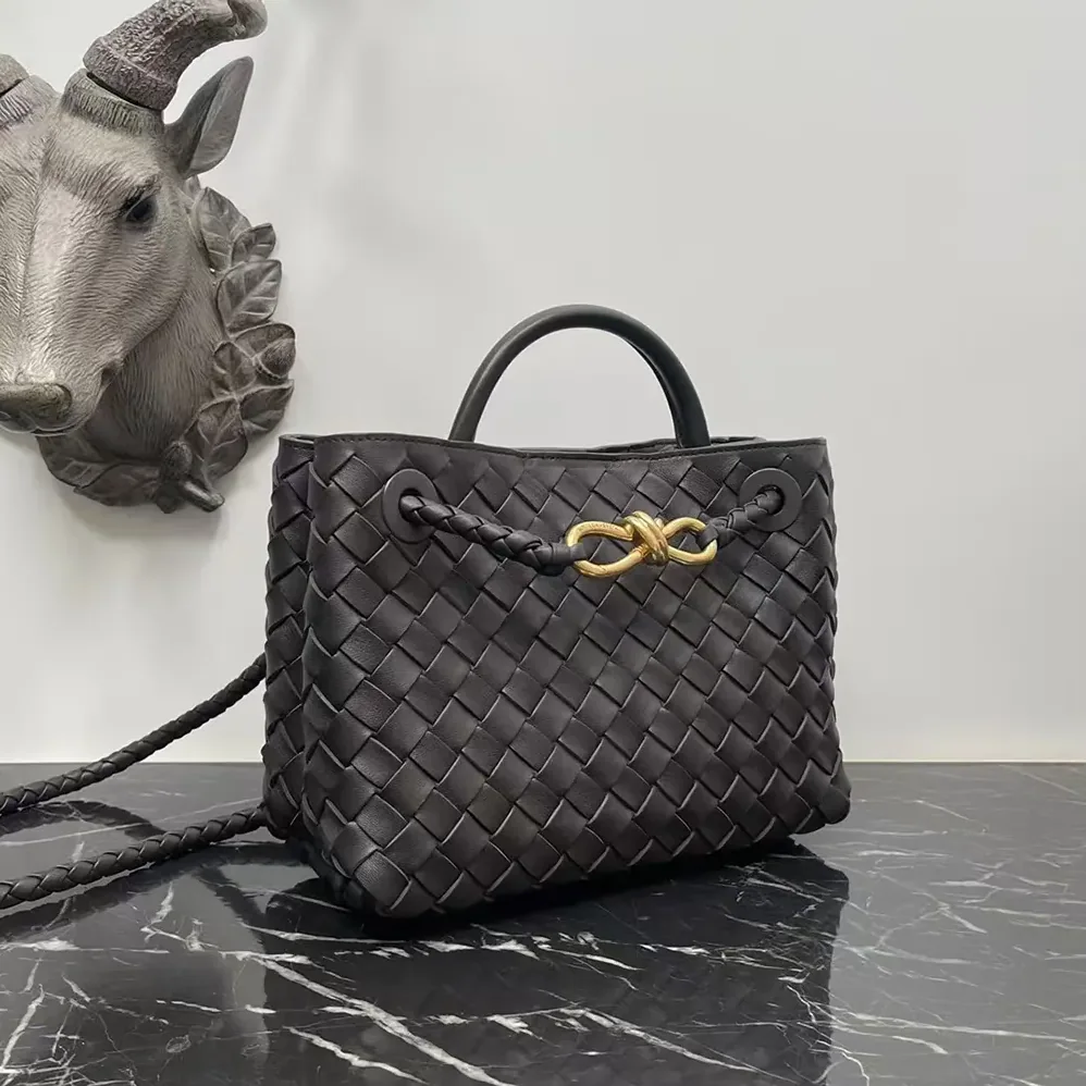 Bottega Veneta Small Andiamo Intrecciato Leather Top Handle Bag for Women in Chocolate Brown