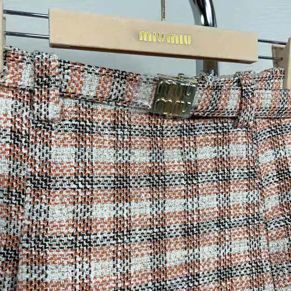 Miu Miu Check Miniskirt With Logo-decorated-MG2039 for Women