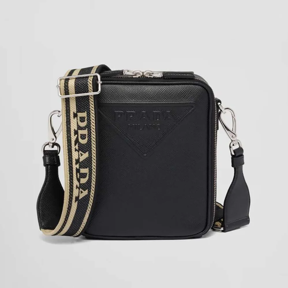 Prada Saffiano Leather Shoulder Bag for Women in Black