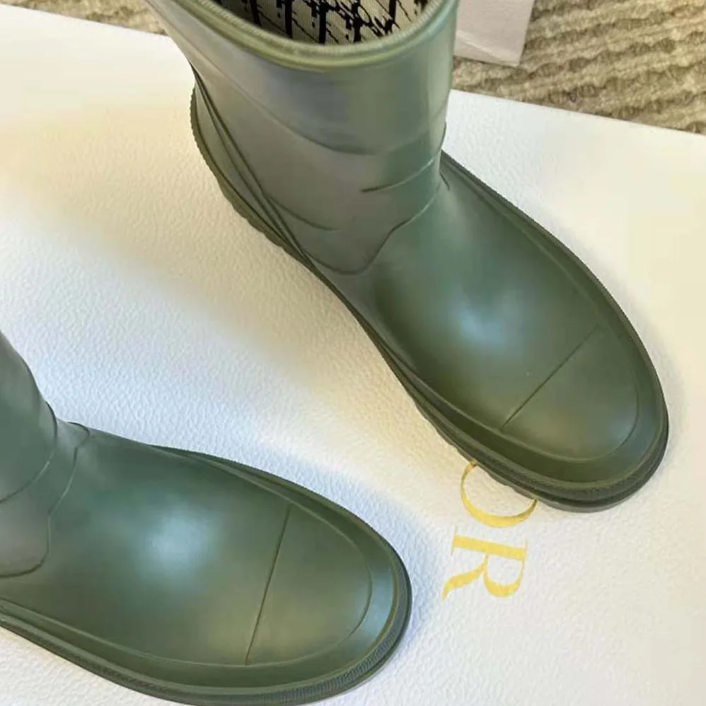 Dior Diorunion Rain Boot Khaki Rubber with Dior Union Motif for Women