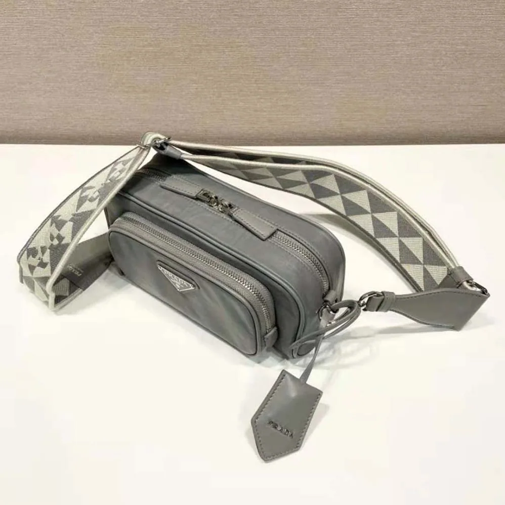 Prada Nappa Antique Leather Multi-Pocket Shoulder Bag for Women in Gray