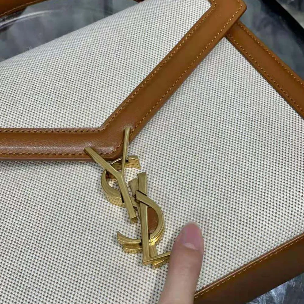 Saint Laurent YSL Cassandra Medium Top Handle Bag in Canvas and Smooth Leather for Women Saint Laurent YSL Cassandra Medium Top Handle Bag in Canvas and Smooth Leather for Women