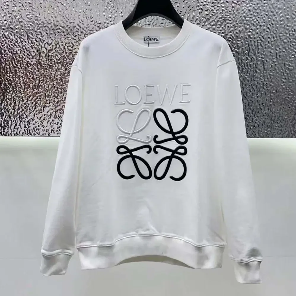 Loewe Anagram Regular Fit Sweatshirt in Cotton for Men in White/Black Loewe Anagram Regular Fit Sweatshirt in Cotton for Men in White/Black