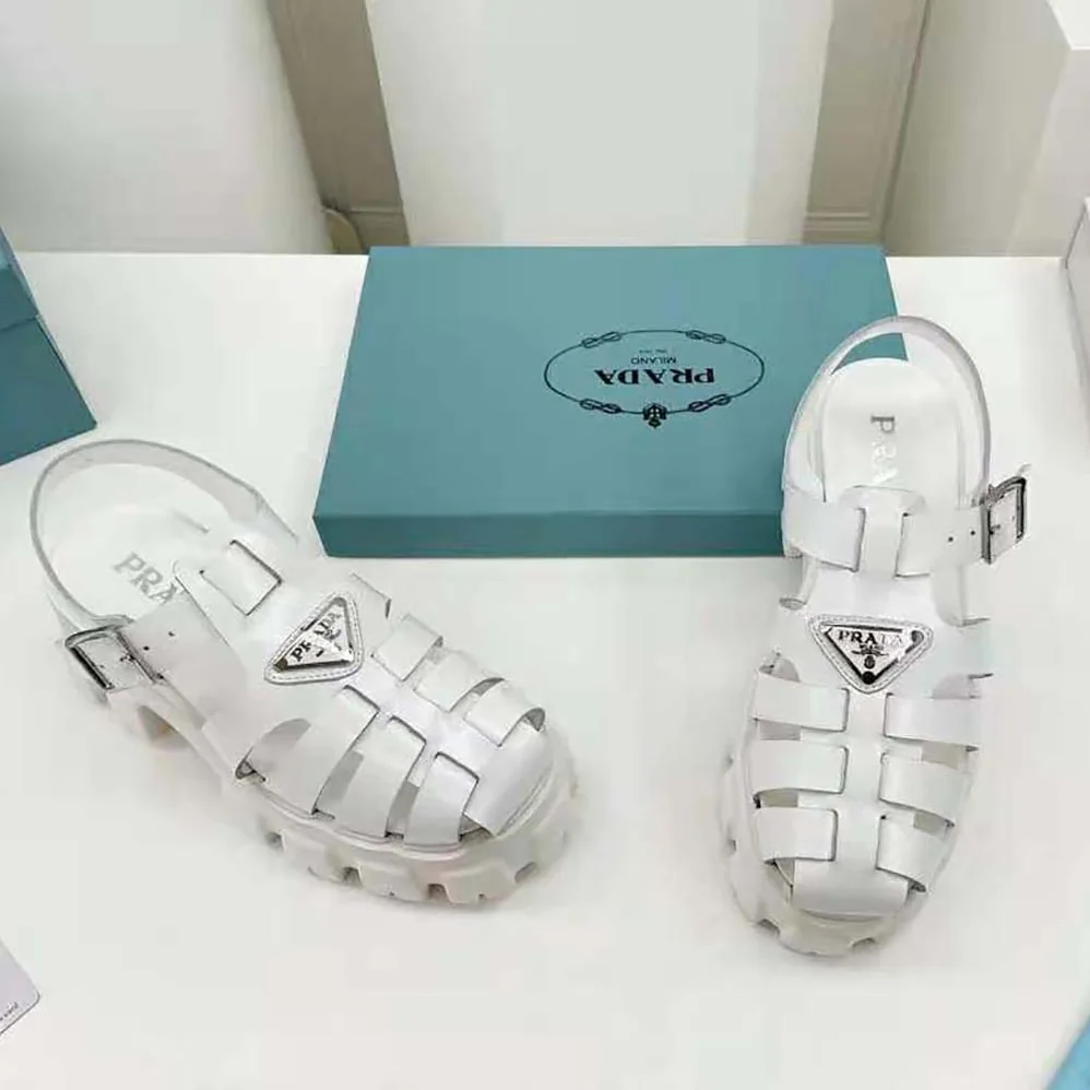 Prada Foam Rubber Sandals in 55 mm Heel Height for Women in White