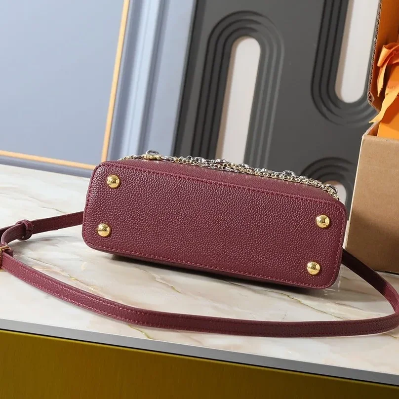 Louis Vuitton Capucines BB Top Handle Bag / Plum Purple Silver/ Gold Hardware Louis Vuitton Capucines BB Top Handle Bag / Plum Purple Silver/ Gold Hardware