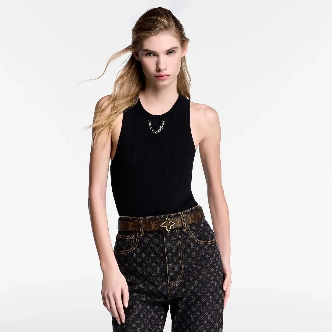 Louis Vuitton Slim Flower Reversible Belt Black