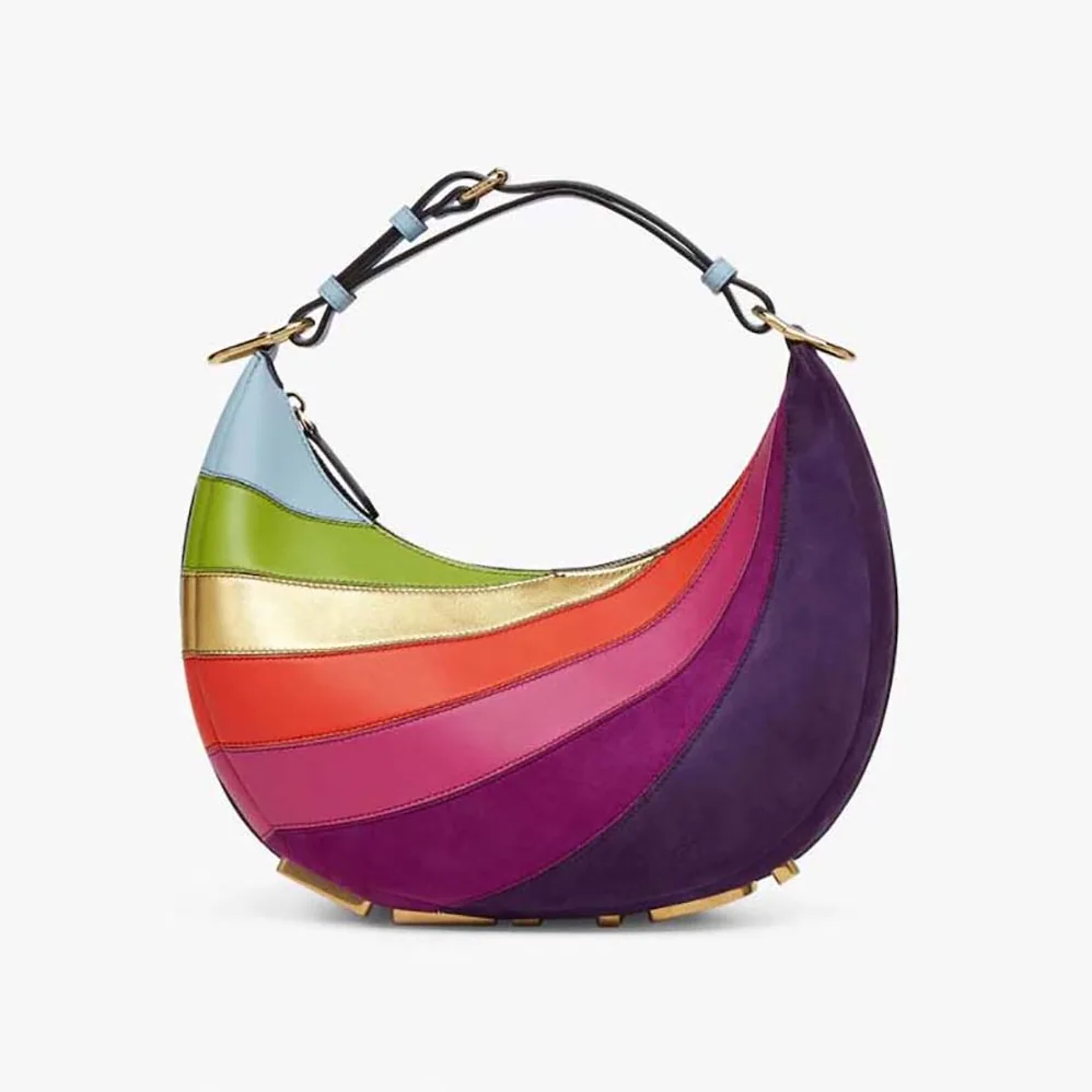 Fendi Fendigraphy Small Leather Bag with Multicolor Inlay for Women