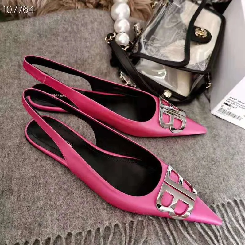 Balenciaga BB Flat Slingback Ballerina Satin 5mm Arch for Women in Rose Balenciaga BB Flat Slingback Ballerina Satin 5mm Arch for Women in Rose
