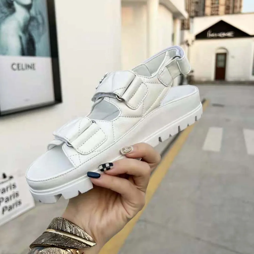 Prada Padded Nappa Leather Sandals for Women in White
