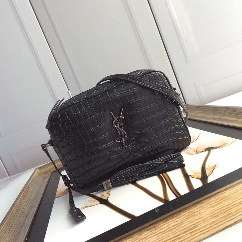 Saint Laurent YSL Lou Camera Bag Crocodile Embossed Leather for Women