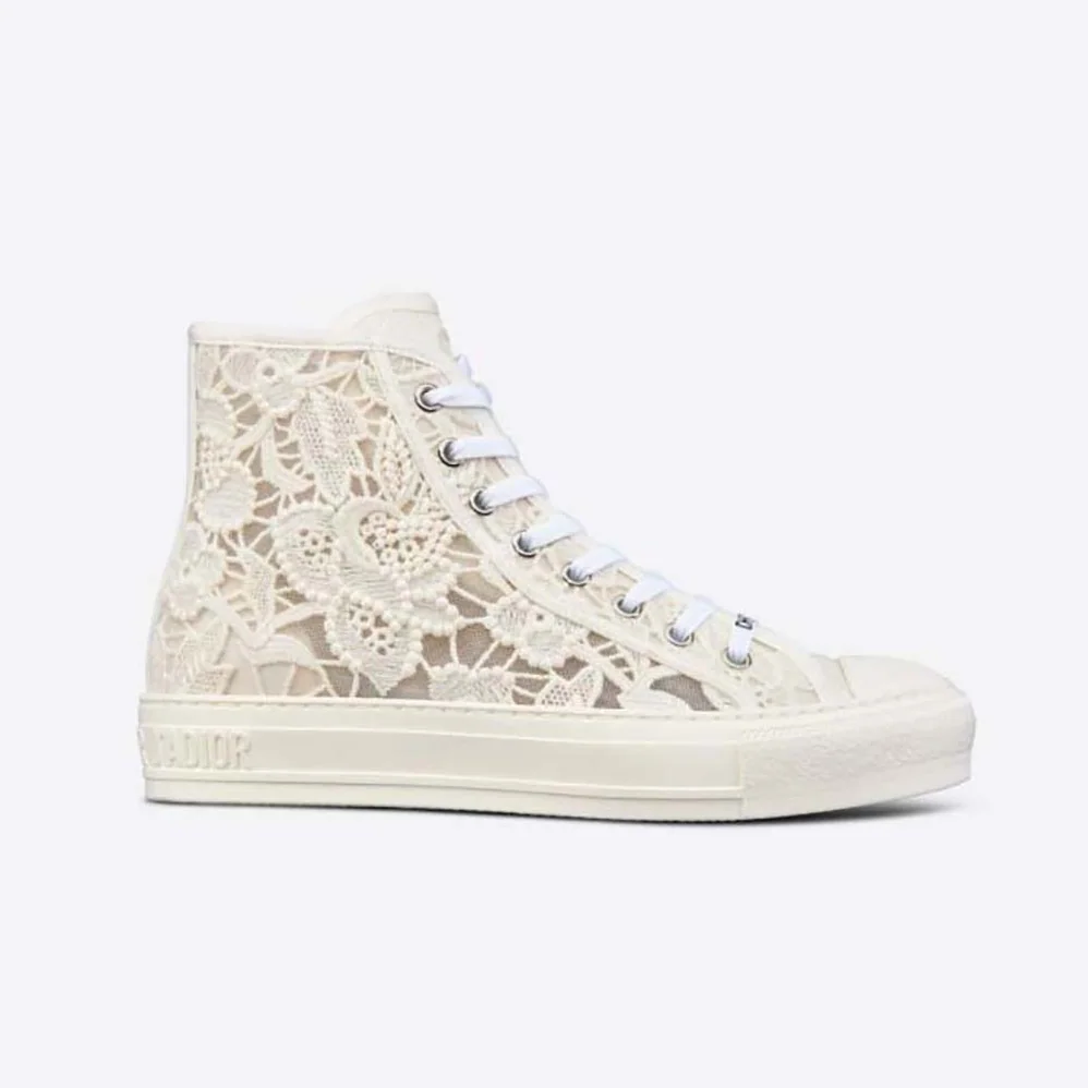 Dior Walk N Dior High-Top Sneaker White Macramé Embroidered Cotton for Women Dior Walk N Dior High-Top Sneaker White Macramé Embroidered Cotton for Women