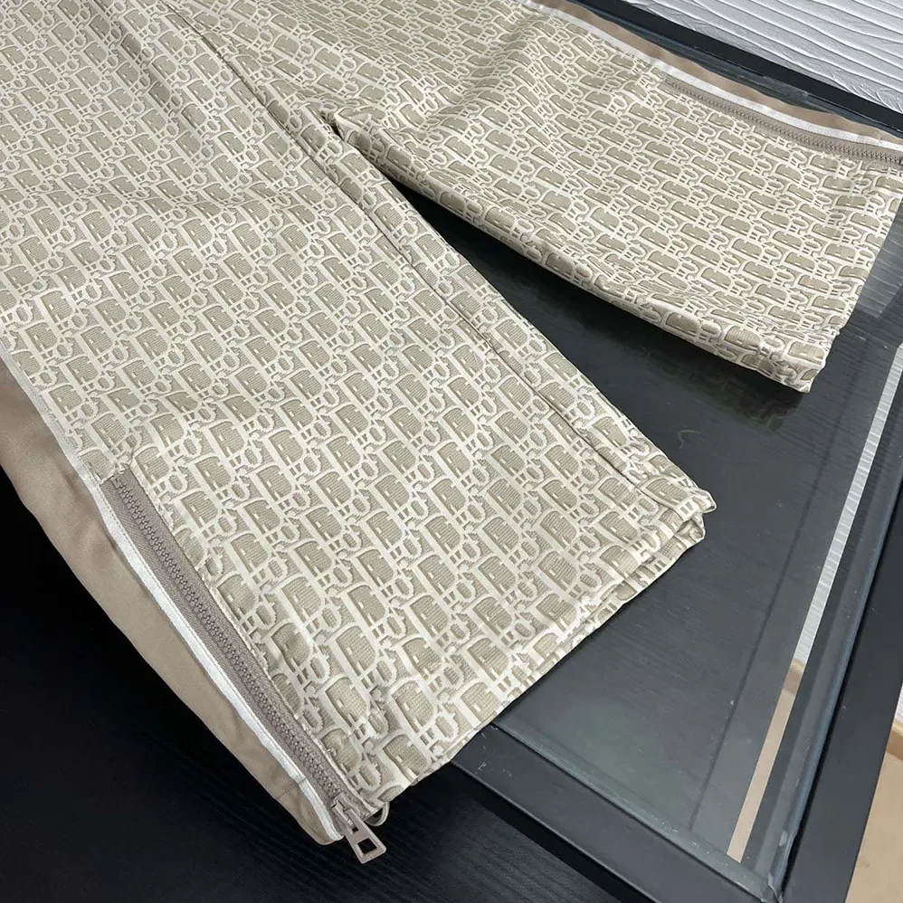 Dior Flared Pants Beige Technical Jacquard Taffeta with Dior Oblique Motif for Women Dior Flared Pants Beige Technical Jacquard Taffeta with Dior Oblique Motif for Women