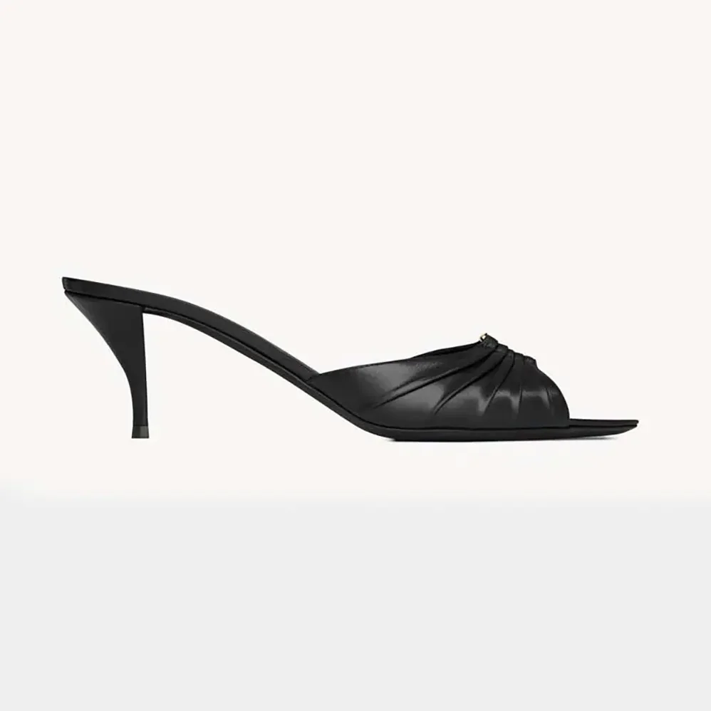 Saint Laurent YSL Babylone Mules In Smooth Leather Black for Women