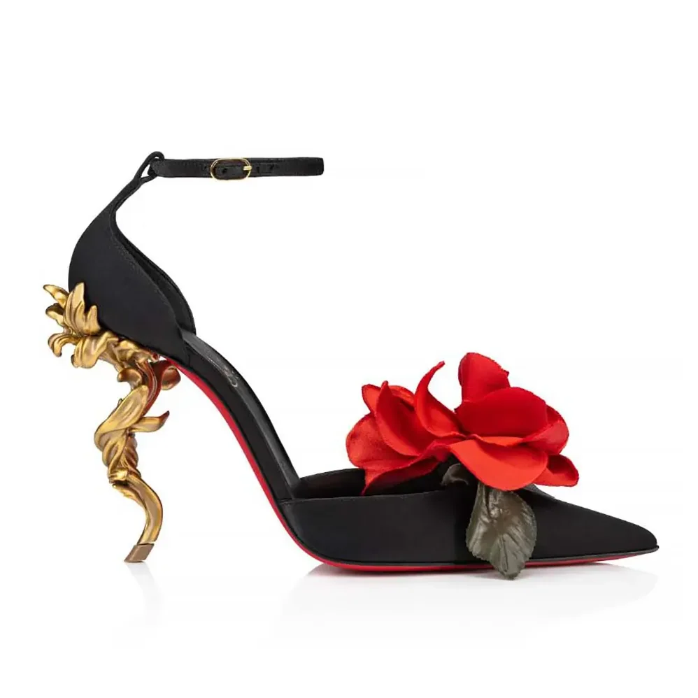 Christian Louboutin Bellarose 100 mm Strappy Pumps Crepe Satin for Women in Black Christian Louboutin Bellarose 100 mm Strappy Pumps Crepe Satin for Women in Black