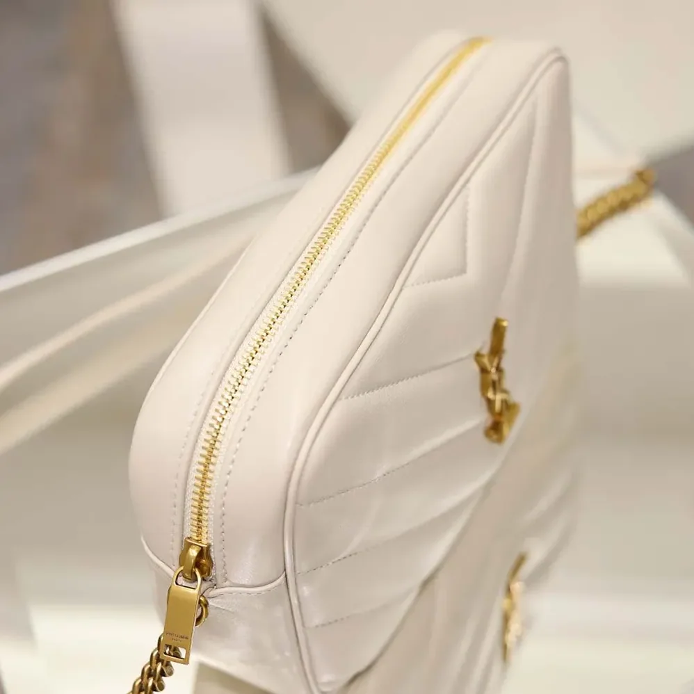 Saint Laurent YSL Loulou Camera Bag In Matelassé Lambskin for Women in White Saint Laurent YSL Loulou Camera Bag In Matelassé Lambskin for Women in White