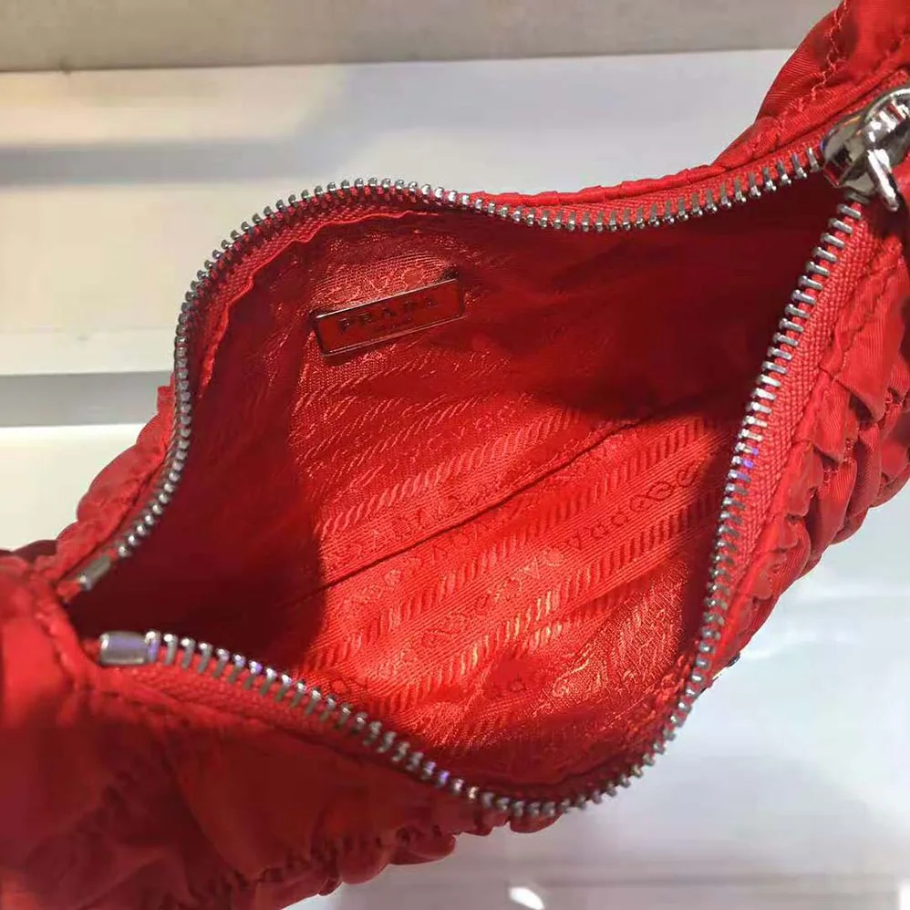 Prada Nylon and Saffiano Leather Mini Bag for Women in Red