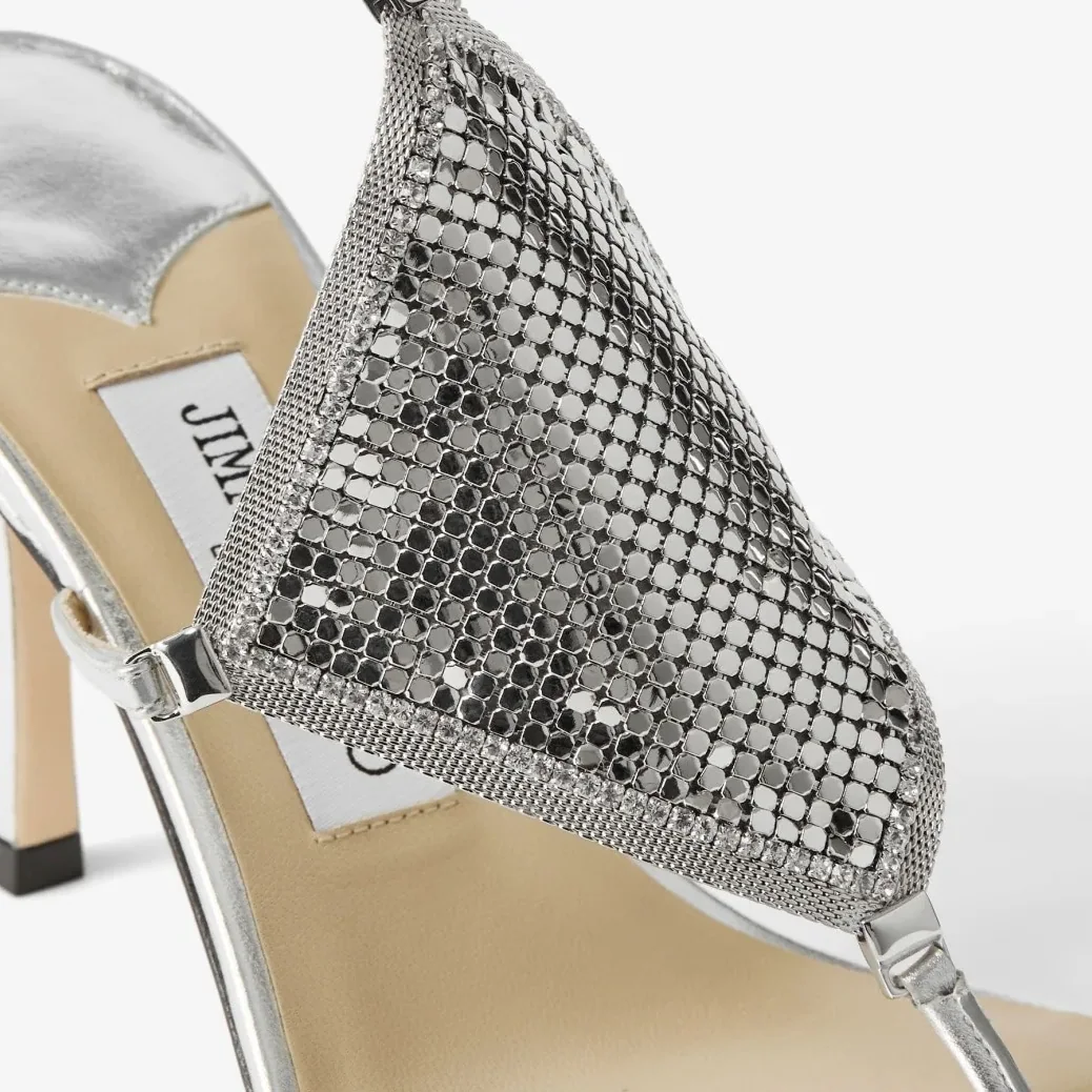 Jimmy Choo Metal Mesh Thong 85 Silver 2000THEMETALMESHMNA Jimmy Choo Metal Mesh Thong 85 Silver 2000THEMETALMESHMNA