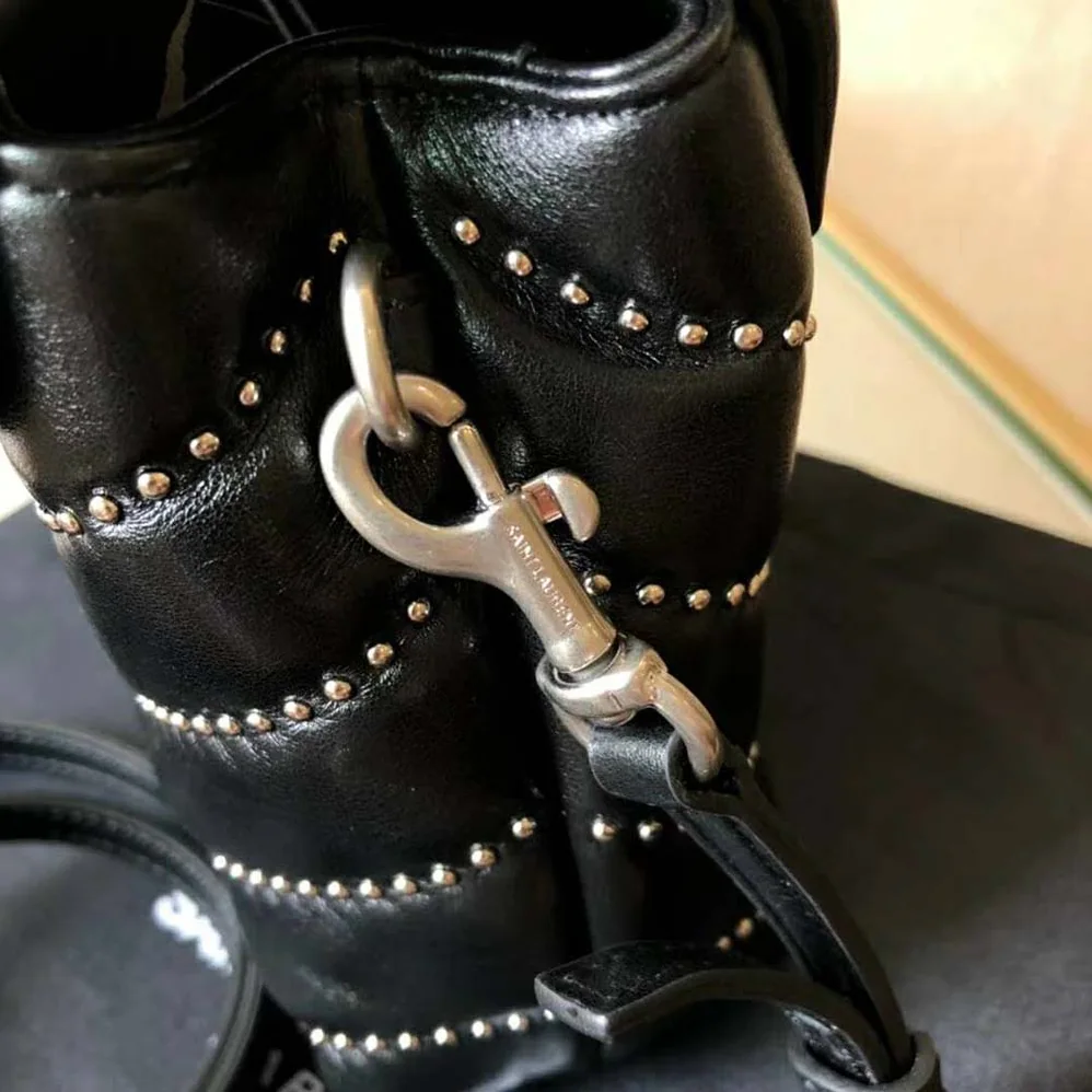 Saint Laurent YSL Loulou Medium Leather and Studs for Women in Black Saint Laurent YSL Loulou Medium Leather and Studs for Women in Black