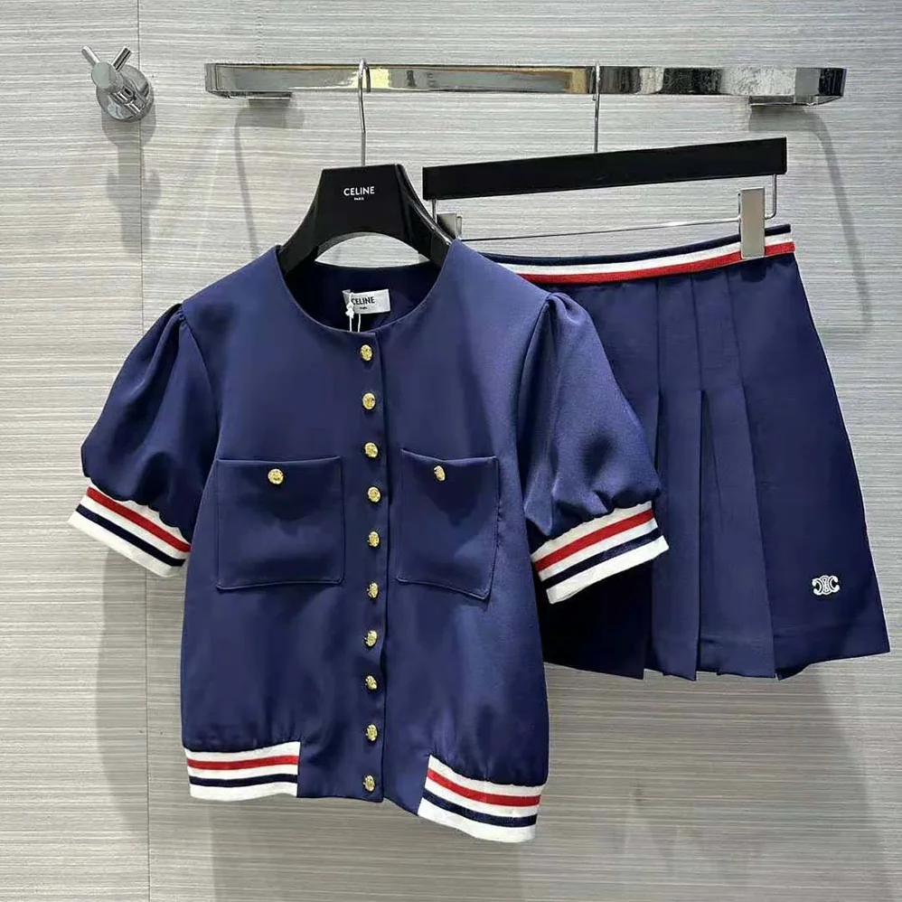 Celine Cardigan Jacket in Cotton Gabardine for Women in Navy