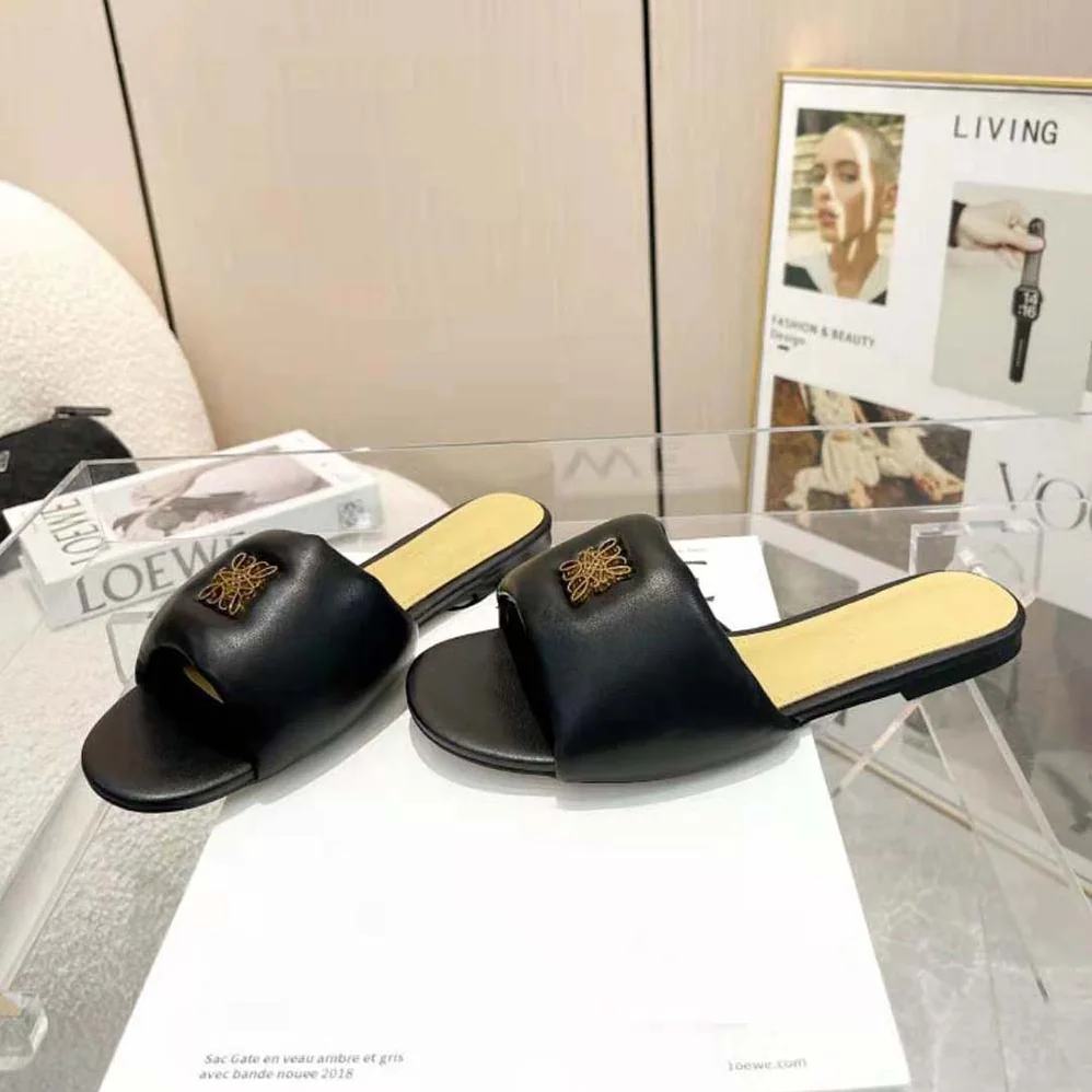 Loewe Anagram Padded Slide in Lambskin for Women in Black