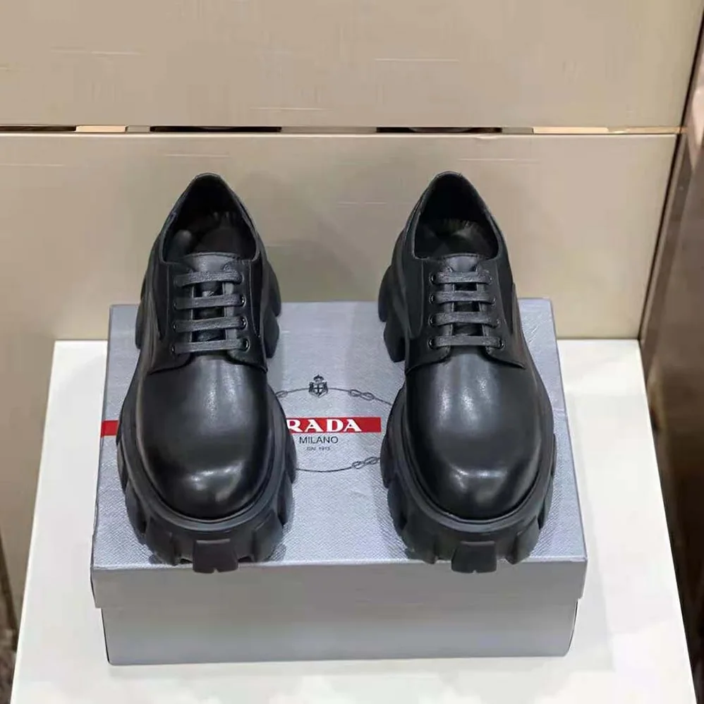 Prada Monolith Brushed Rois Leather and Nylon Lace for Men in up Shoes Prada Monolith Brushed Rois Leather and Nylon Lace for Men in up Shoes