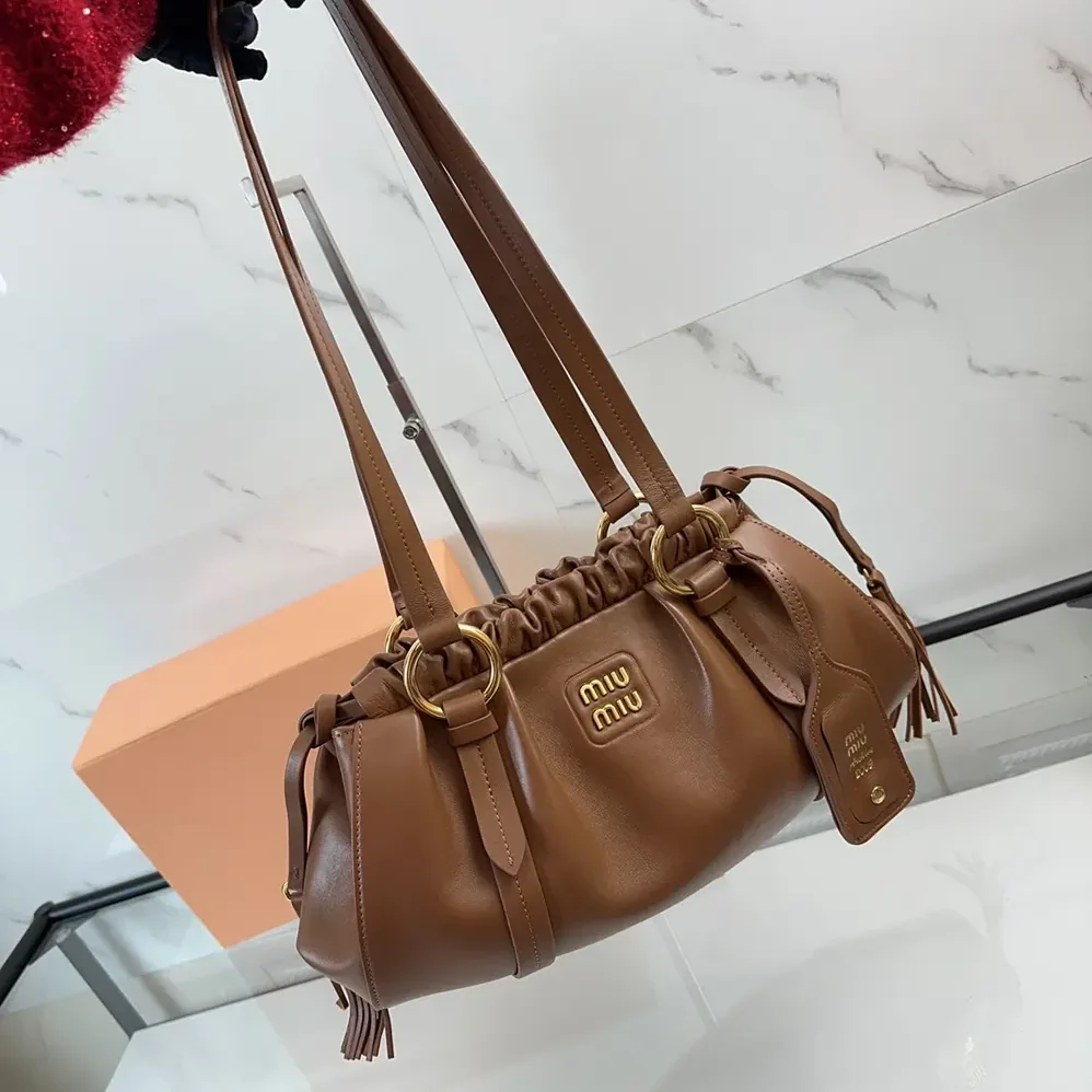 Miu Miu Joie Nappa Leather Bag for Women in Brown Miu Miu Joie Nappa Leather Bag for Women in Brown