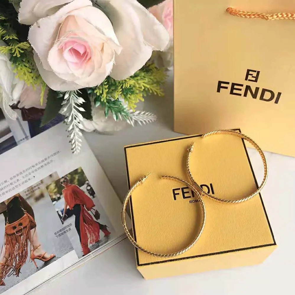 Fendi Baguette Large Earrings Gold for Women in Color Earrings