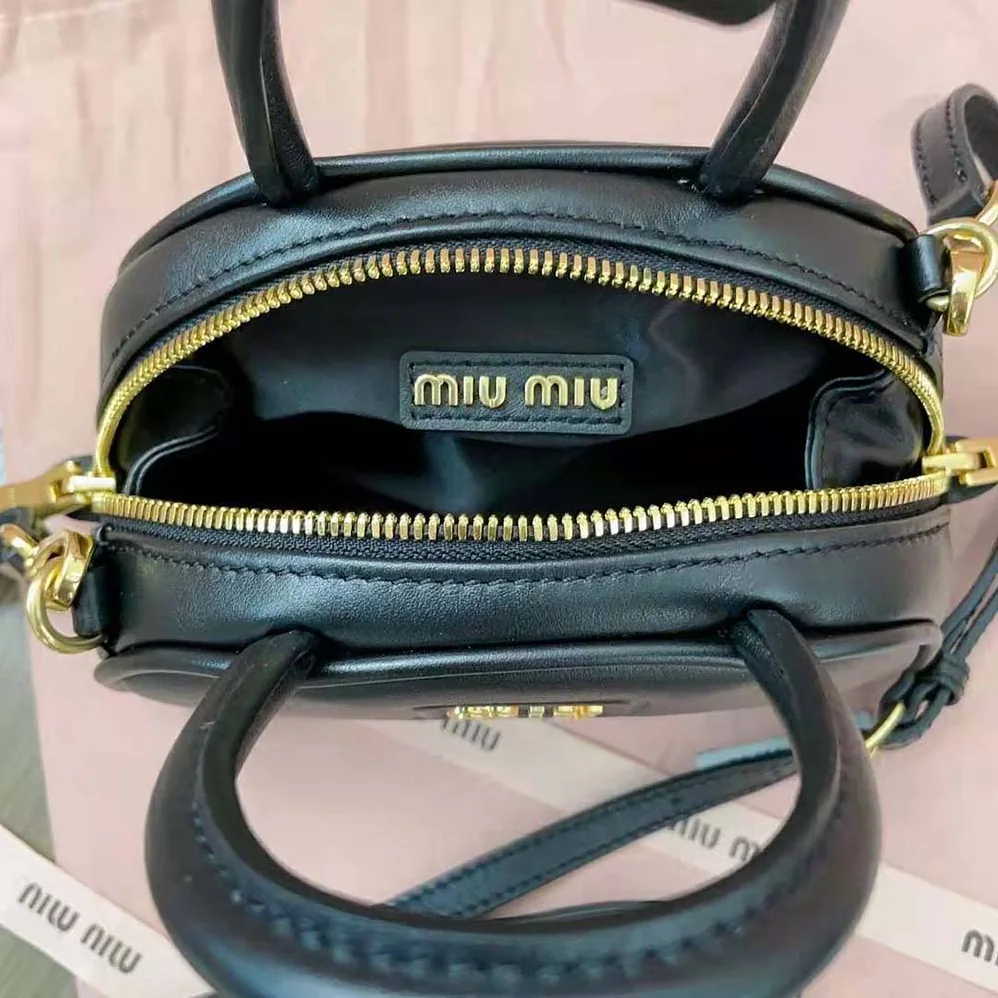 Miu Miu Mini Leather Top-handle Bag for Women in Black Miu Miu Mini Leather Top-handle Bag for Women in Black