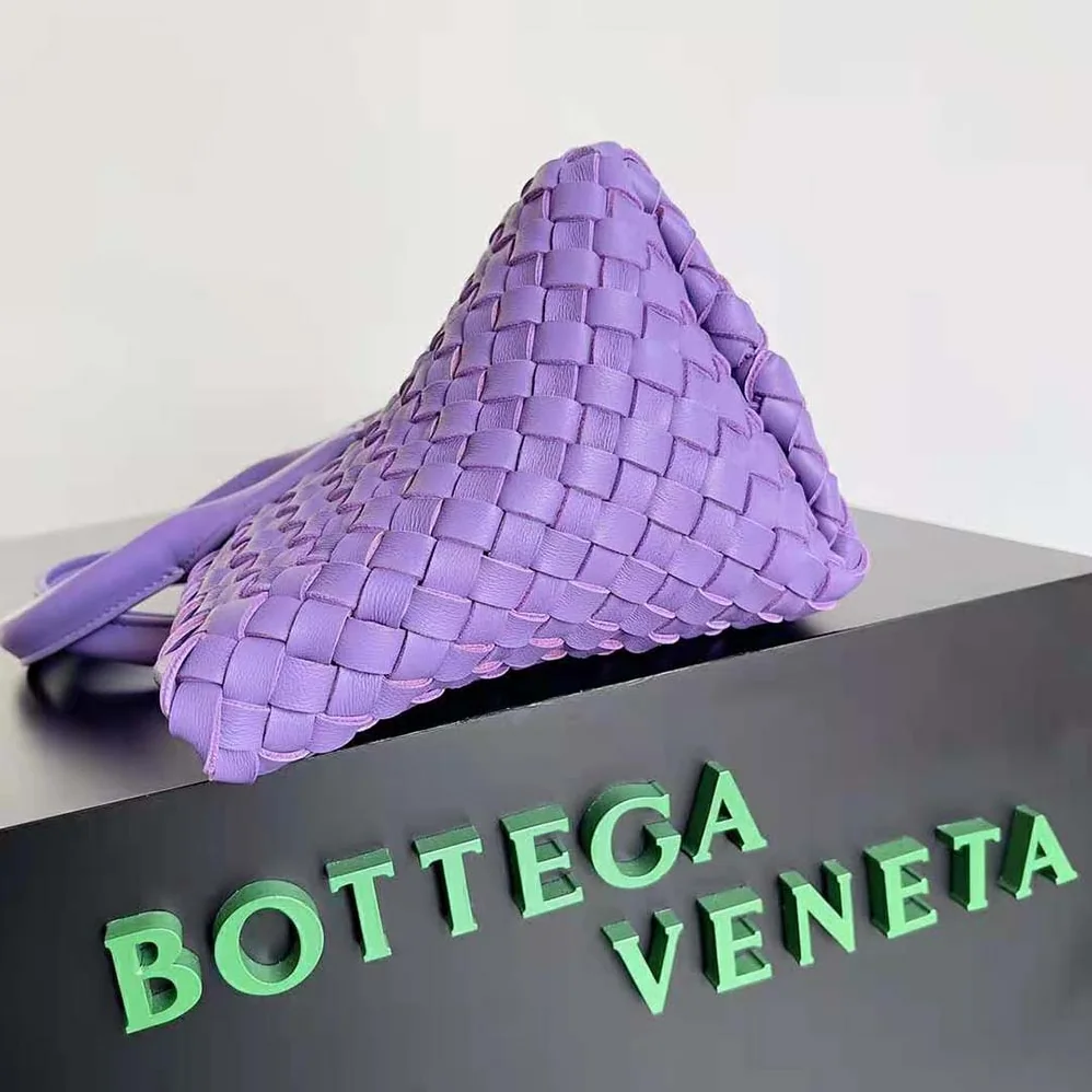Bottega Veneta Mini Cabat Intreccio Leather Tote Bag with Detachable Strap for Women in Purple