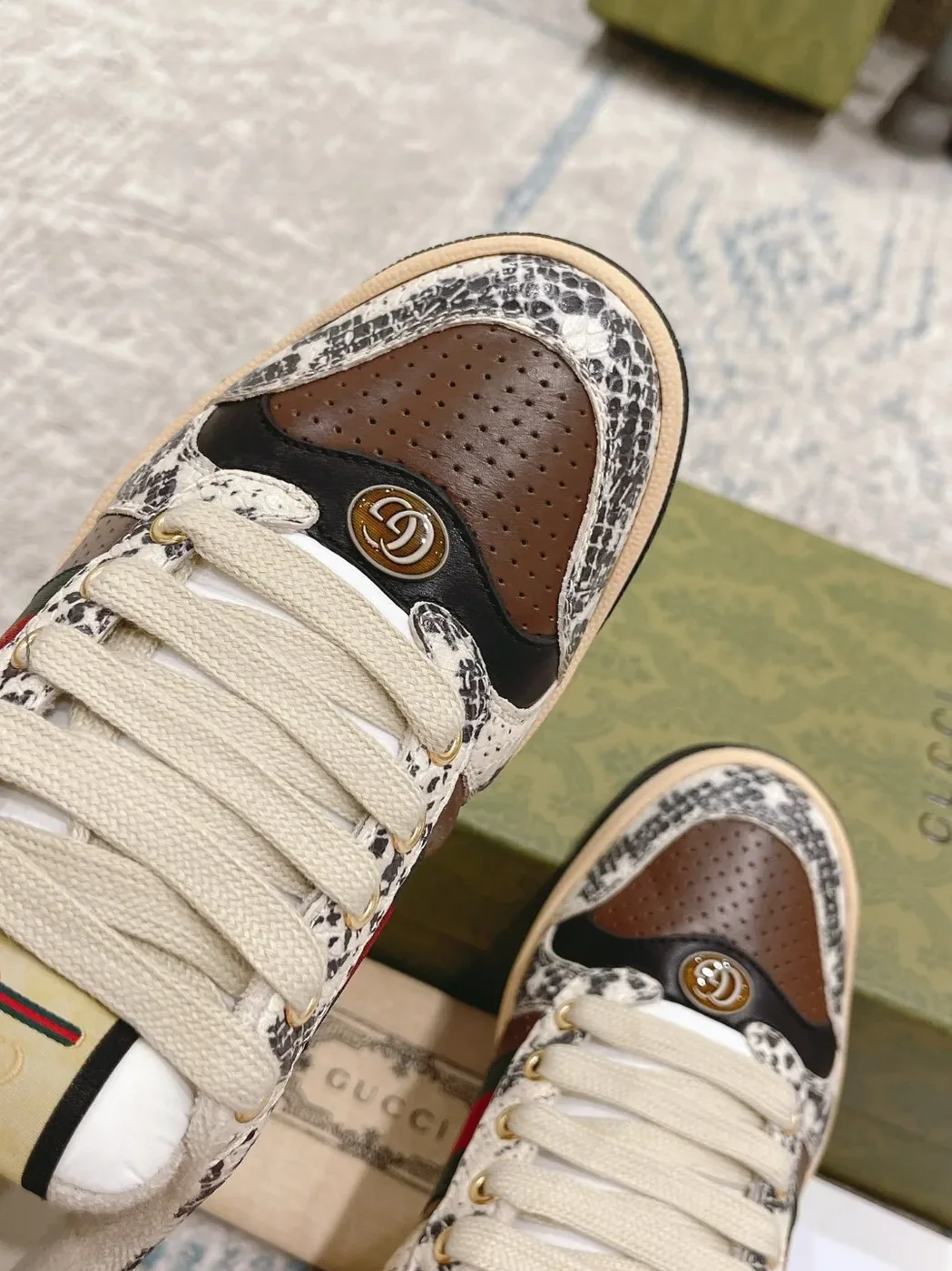 Gucci Screener Python in Effect Beige GG Shoes Gucci Screener Python in Effect Beige GG Shoes