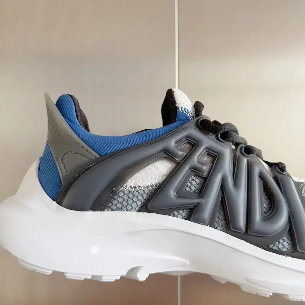 Fendi Tag Sneakers Blue Technical Mesh Running Sneakers for Men Fendi Tag Sneakers Blue Technical Mesh Running Sneakers for Men