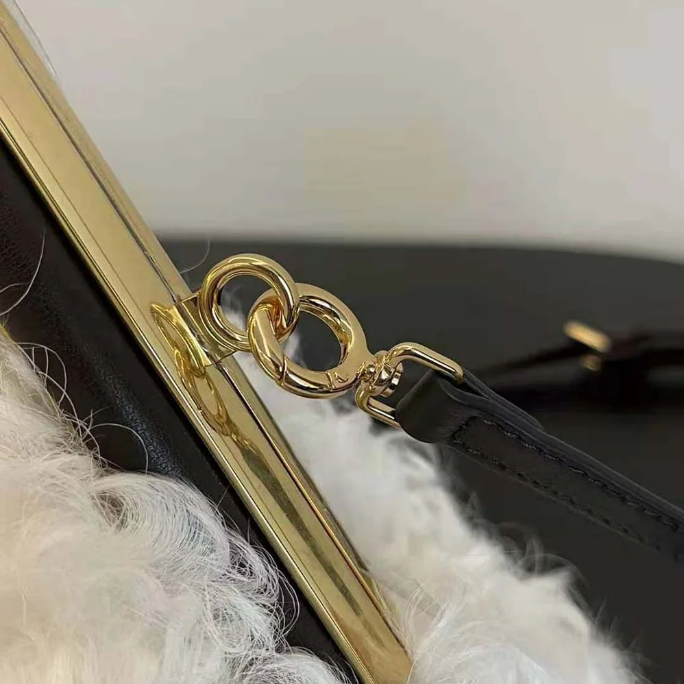 Fendi First Small White Mohair Wool Bag for Women