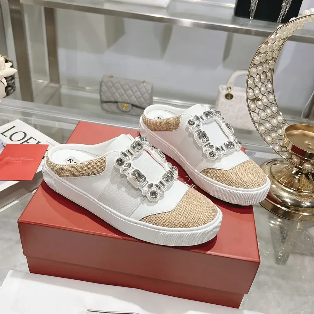 Roger Vivier Very Vivier Strass Buckle Mules in Leather for Women Roger Vivier Very Vivier Strass Buckle Mules in Leather for Women
