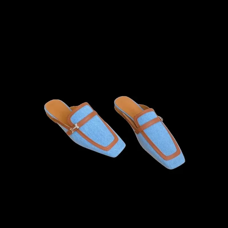 Hermes Groupie Mules Blue