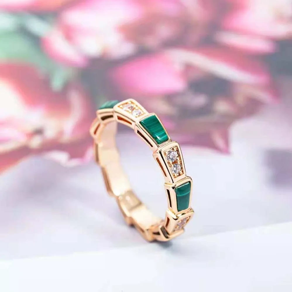 Bvlgari Use of Unconventional Materials Serpenti Viper Ring for Women in Green