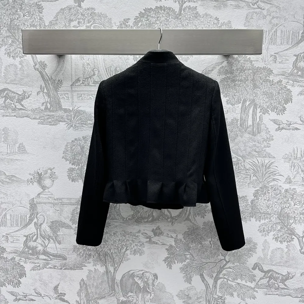 Dior Peplum Jacket Black Virgin Wool and Cotton Bouclé Blend for Women