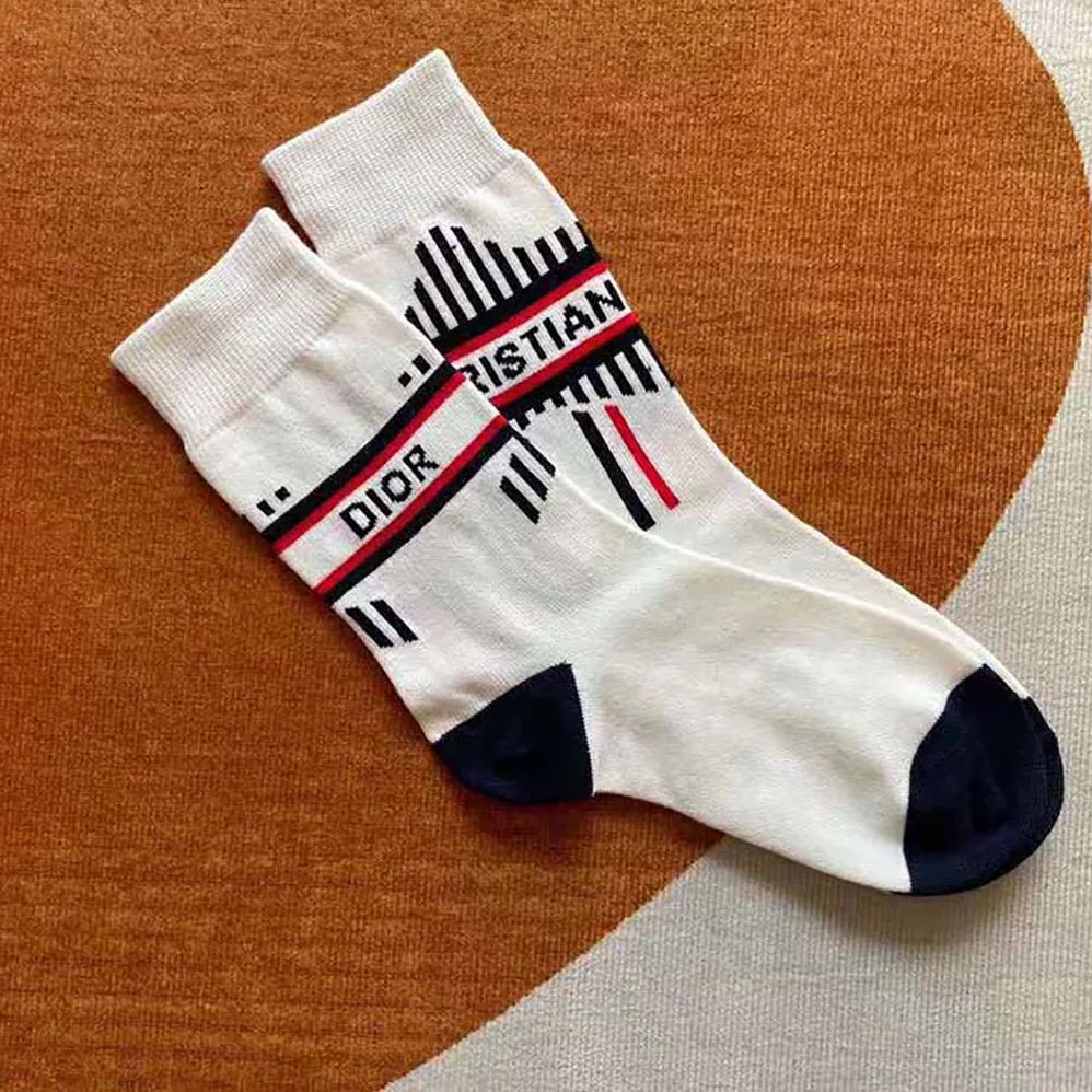 Dior Socks White and Ecru Dior Oblique Cotton Blend for Women Dior Socks White and Ecru Dior Oblique Cotton Blend for Women
