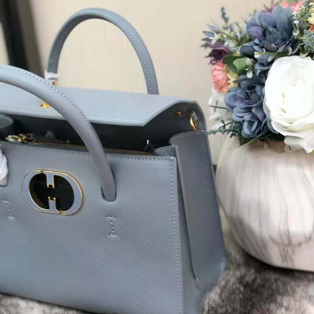 Dior Medium ST Honore Tote Latte Grained Calfskin for Women in Blue Dior Medium ST Honore Tote Latte Grained Calfskin for Women in Blue