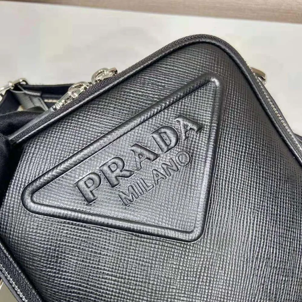 Prada Saffiano Leather Shoulder Bag for Women in Black