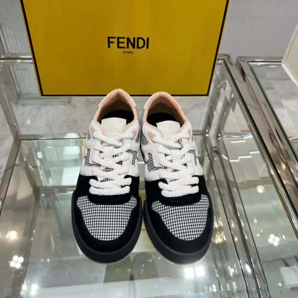 Fendi Match Low Tops in Black Suede for Women Fendi Match Low Tops in Black Suede for Women