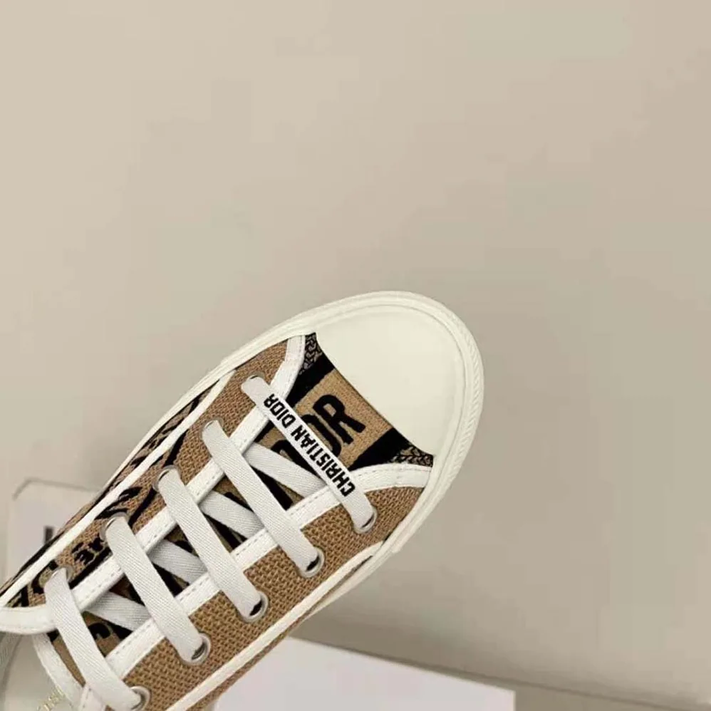 Dior Walk N Dior Sneaker Beige Jute Canvas Embroidered with Dior Union Motif for Women